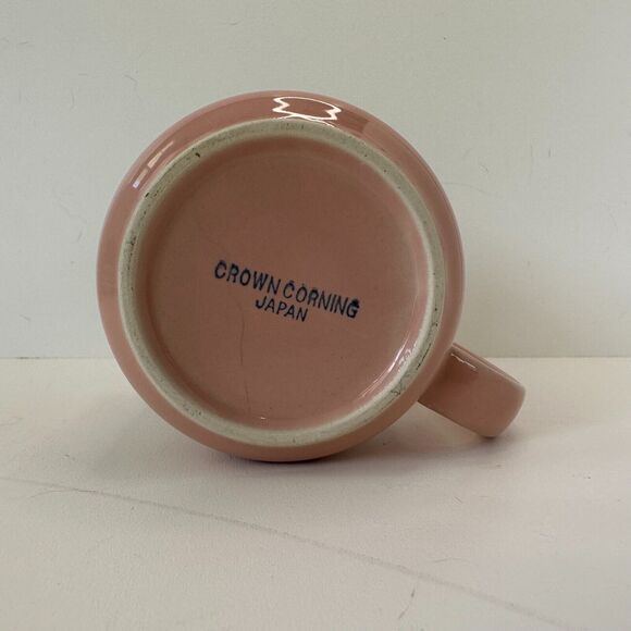Crown Corning Mug Japan Pink D Handle Stoneware Coffee Tea Vintage - Picture 5 of 7